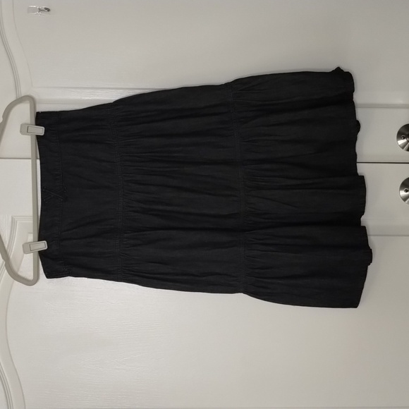 Time & Tru light fade black size 8 modest button down cotton midi skirt 3-tiered - Picture 5 of 12
